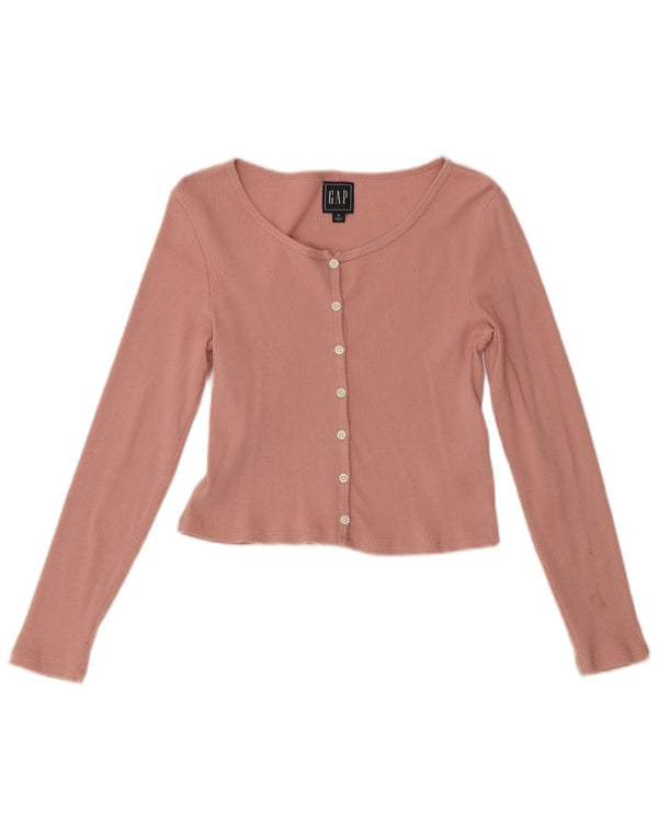 Crop Top pentru femei Gap cu mânecă lungă UK 8 mic bumbac roz