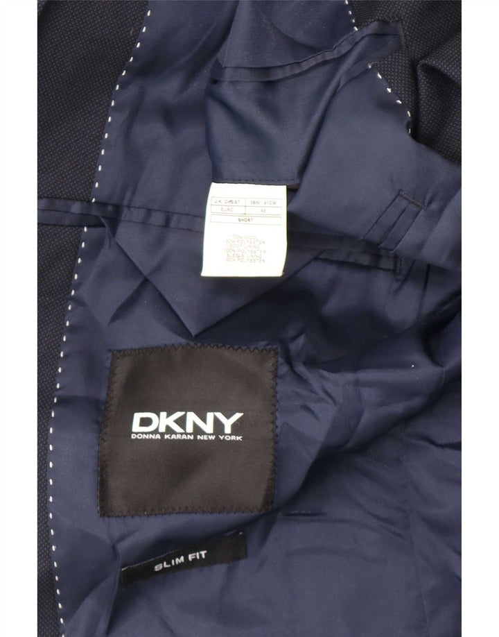 Jachetă pentru bărbați Dkny, cu 2 nasturi, slim fit EU 46, lână mică, albastru bleumarin