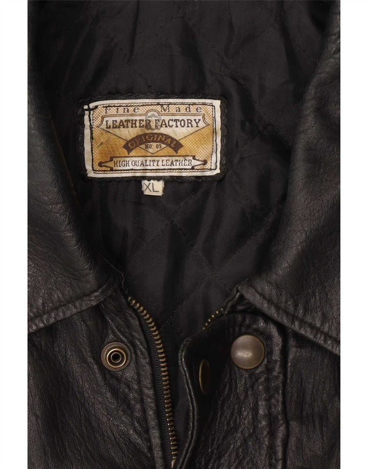 Jachetă de piele vintage pentru bărbați UK 42 XL neagră