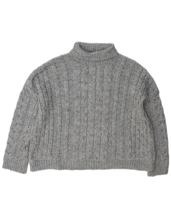 Zara Womens Oversized Roll Neck Jumper Sweater UK 14 Medium Grey Acrylic