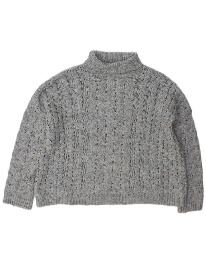 Pulover supradimensionat pentru femei Zara, cu gât rulat, UK 14 Medium Gri Acrilic