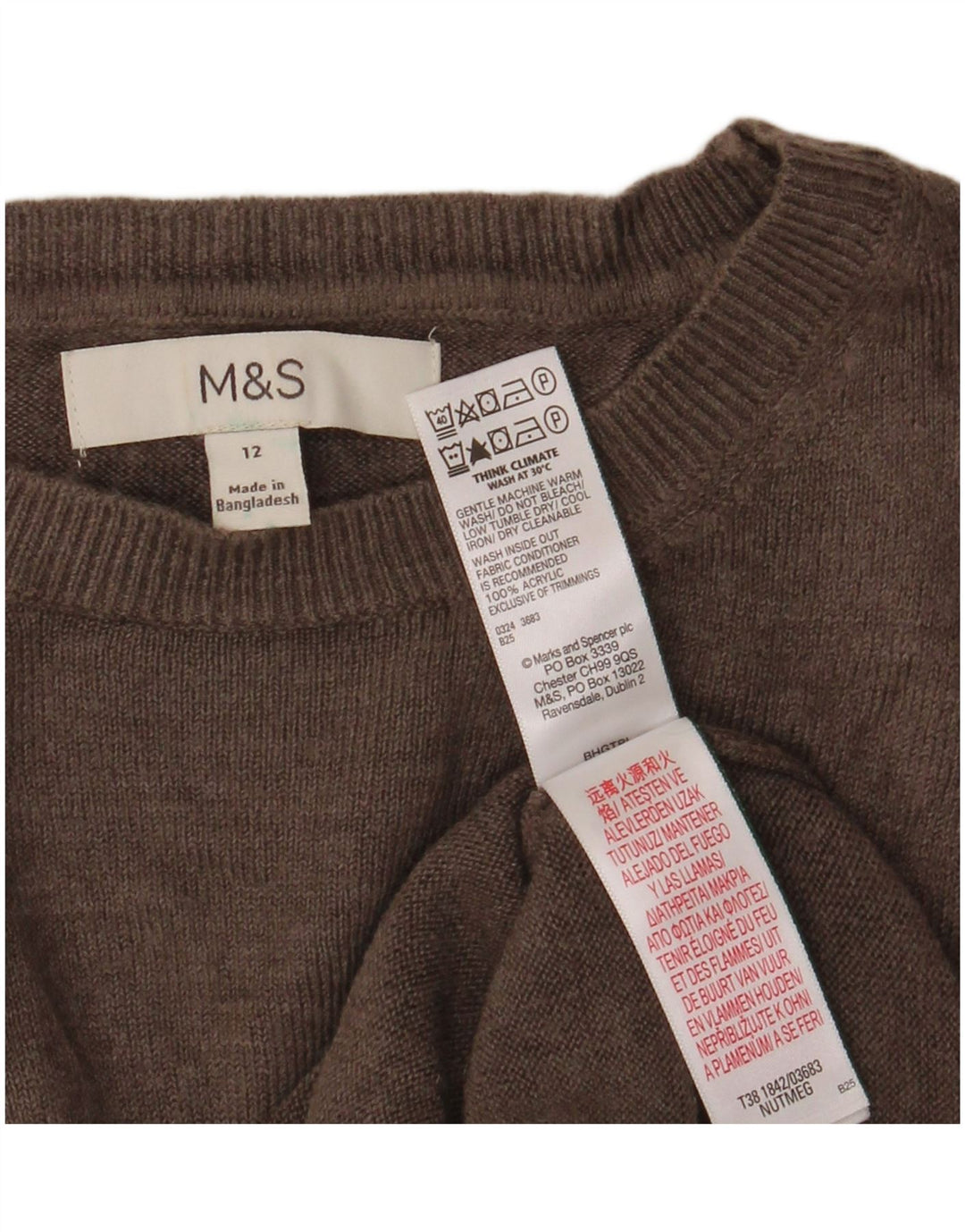 Pulover pentru femei Marks & Spencer cu gât de barcă UK 12 Medium Gri Acrilic