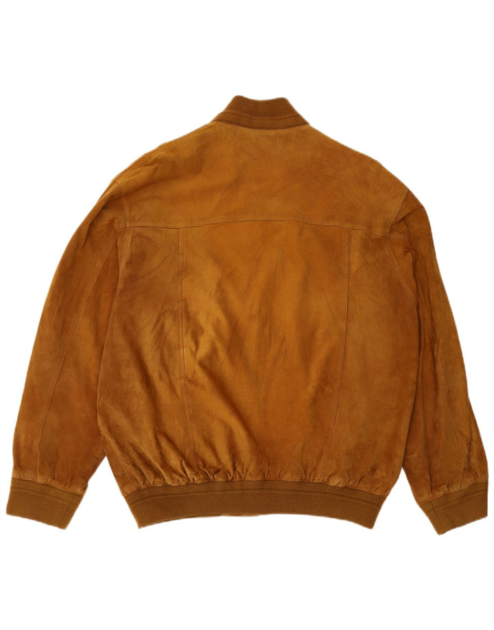 Bomber vintage pentru bărbați din piele intoarsa UK 42 XL din piele maro