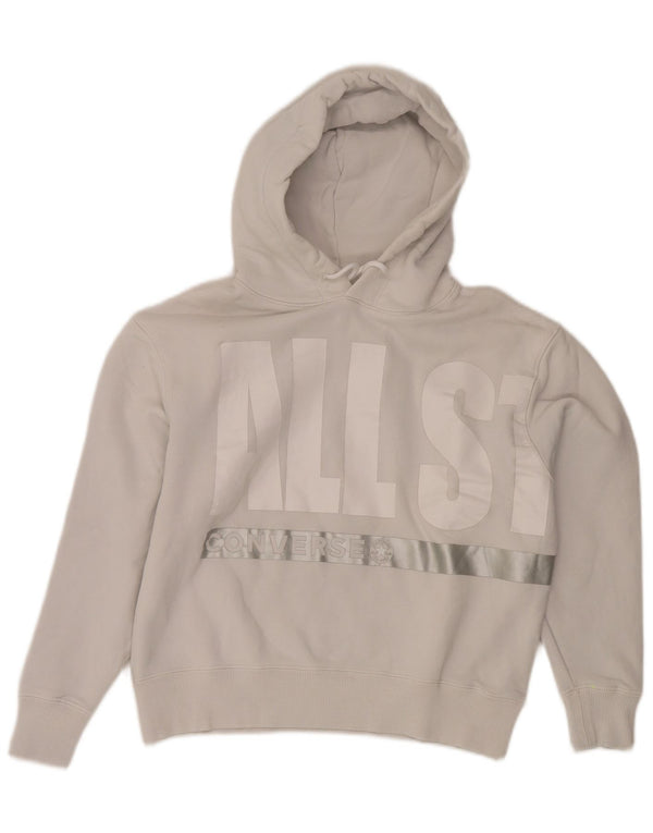 Jumper Converse Crop Graphic Oversized Hoodie pentru femei UK 6 XS Bumbac gri