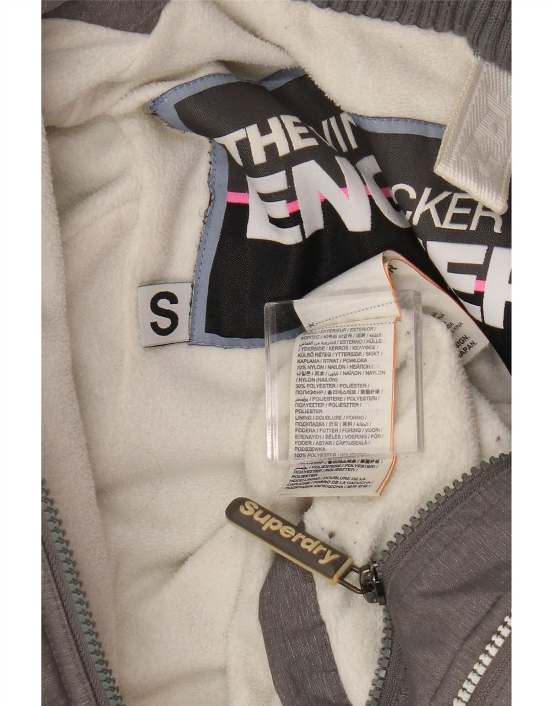 Superdry Windattacker Graphic Windbreaker Jacket pentru femei UK 10 Small Gri