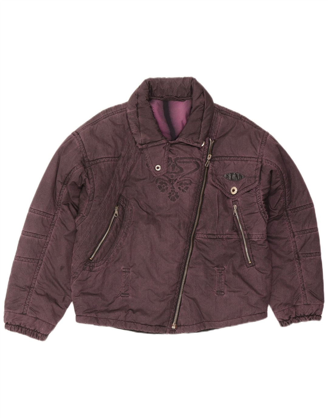 Jachetă Windbreaker cu grafică BELFE pentru femei UK 14 Nailon violet mediu