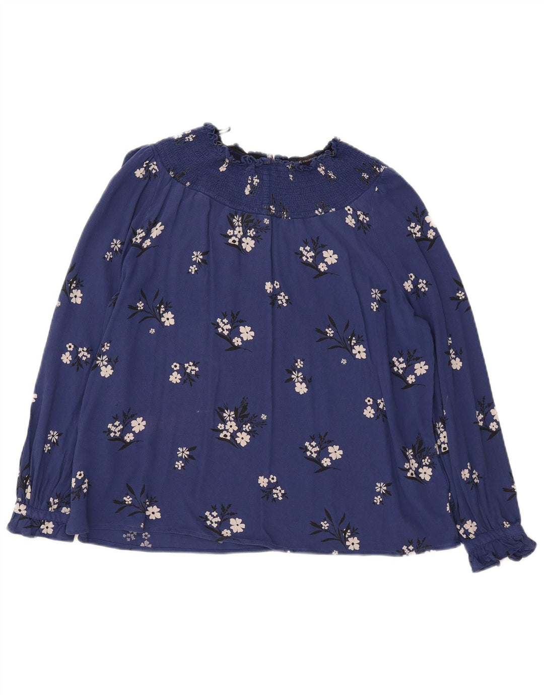Bluză cu mânecă lungă pentru femei Marks & Spencer UK 12 Medium Bleumarin Floral