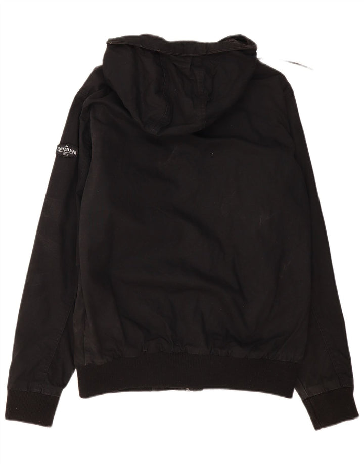 Jachetă de vânt cu glugă Quiksilver pentru bărbați UK 38, bumbac mediu negru