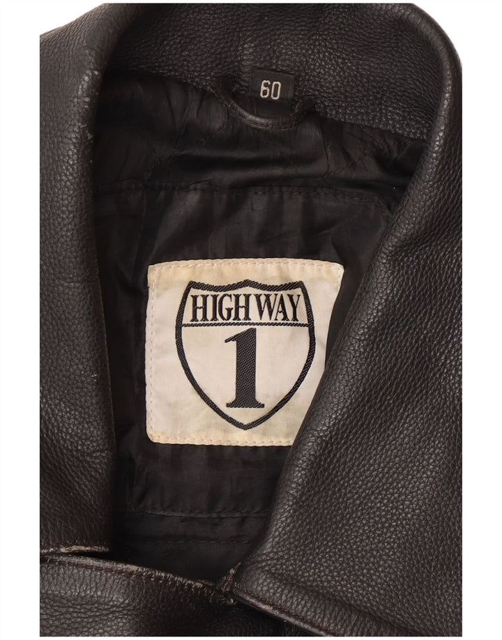 Highway 1 Jachetă motociclist din piele pentru bărbați Mărimea 60 4XL Piele neagră