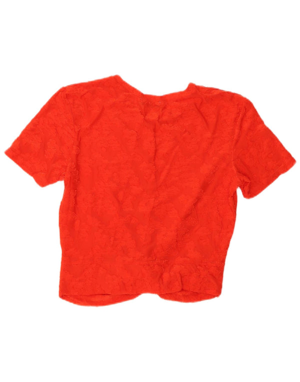Bluză Crop Top Trafaluc pentru femei Zara UK 14 Large Orange Floral