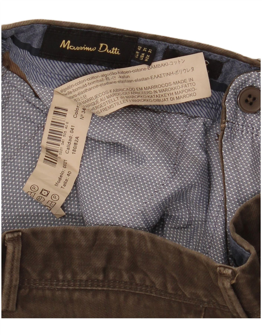 MASSIMO DUTTI Pantaloni chino drepți pentru bărbați EU 40 Medium W31 L32 Maro