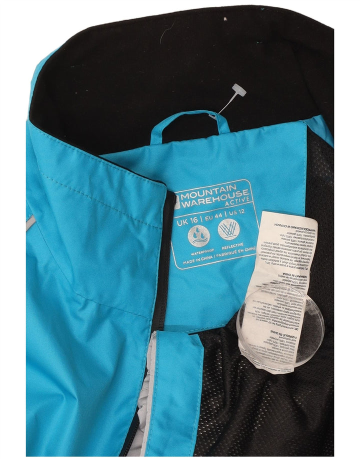 MOUNTAIN WAREHOUSE Womens Rain Jacket UK 16 Large Blue Colourblock