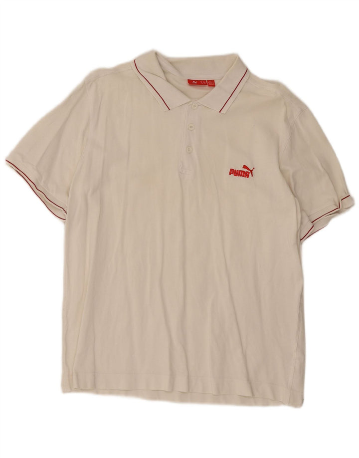 Tricou polo Puma pentru bărbați, bumbac alb mediu