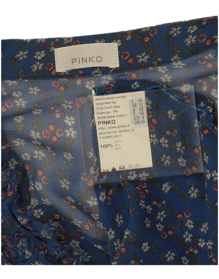 Bluză cu mâneci 3/4 pentru femei Pinko, Marea Britanie 12 Medium Blue Floral