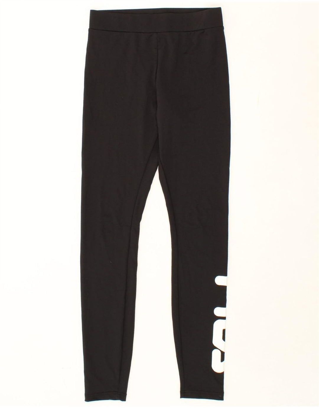 FILA Womens Graphic Leggings UK 8 Small Black Polyester Vintage Fila and Second-Hand Fila from Messina Hembry 