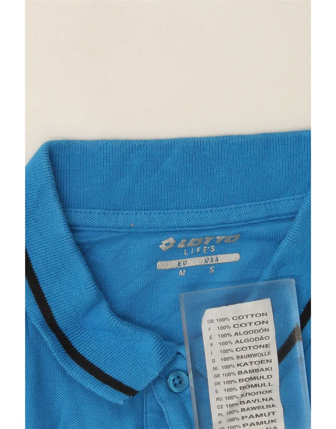 Tricou polo pentru bărbați Lotto, bumbac albastru mediu