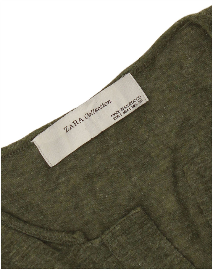 Top femeie Zara cu mânecă lungă UK 16 mare, verde, pete