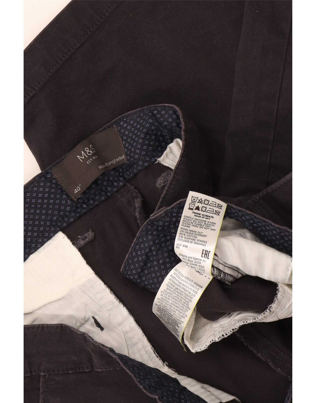 Pantaloni scurți chino pentru bărbați Marks & Spencer W40 XL, bumbac negru