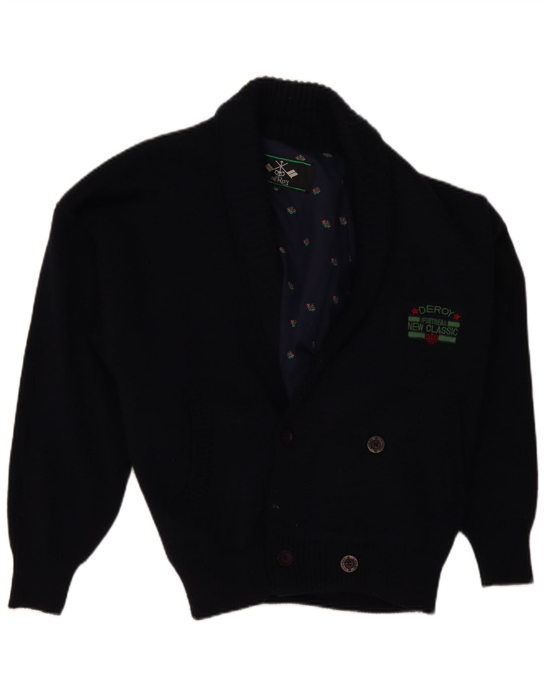 Pulover cardigan pentru bărbați VINTAGE IT 50 Mediu Lână bleumarin