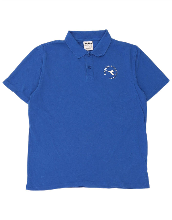 Tricou polo pentru bărbați Diadora, bumbac albastru mediu