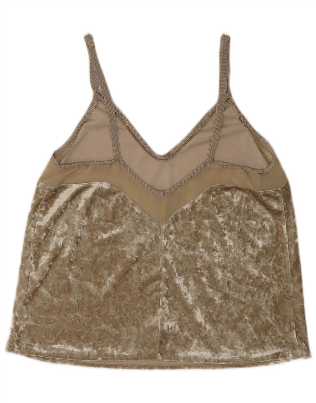 Top Crop din catifea pentru femei Zara UK 12 Medium Beige