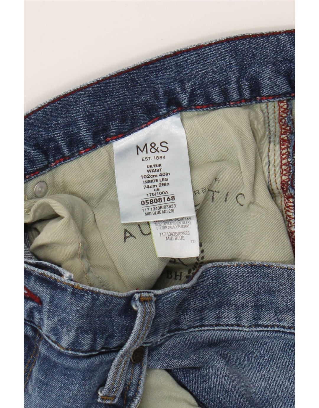 Blugi drepti pentru bărbați Marks & Spencer W40 L29 Bumbac albastru