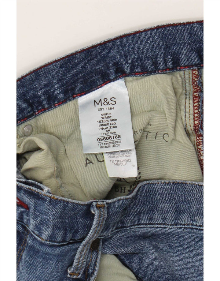 Blugi drepti pentru bărbați Marks & Spencer W40 L29 Bumbac albastru