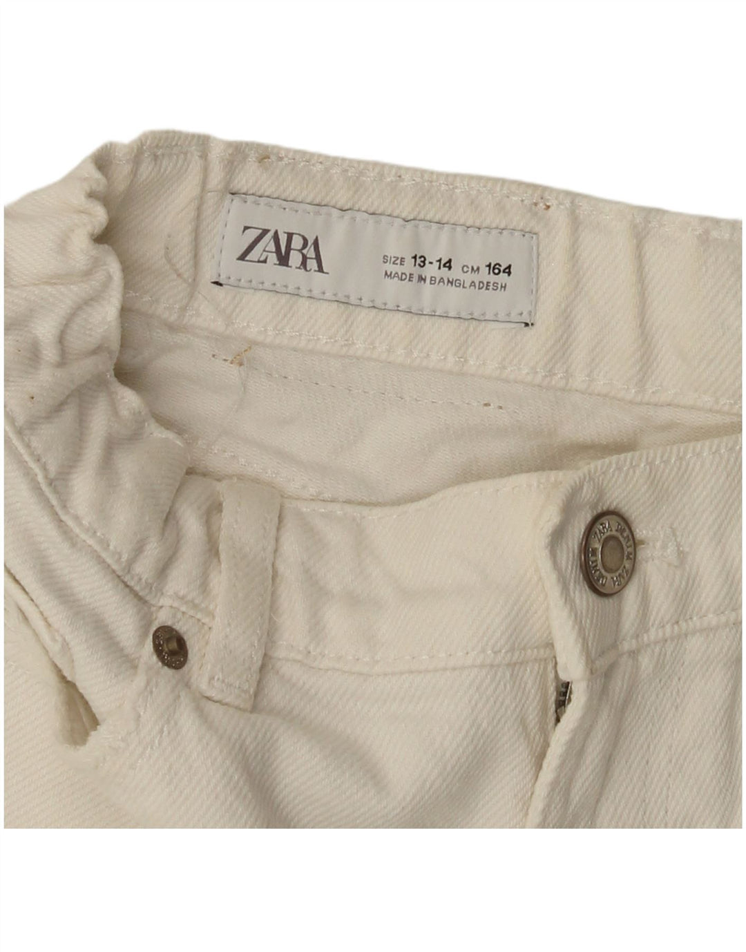 Pantaloni scurți din denim învechit pentru fete ZARA 13-14 ani W26 alb