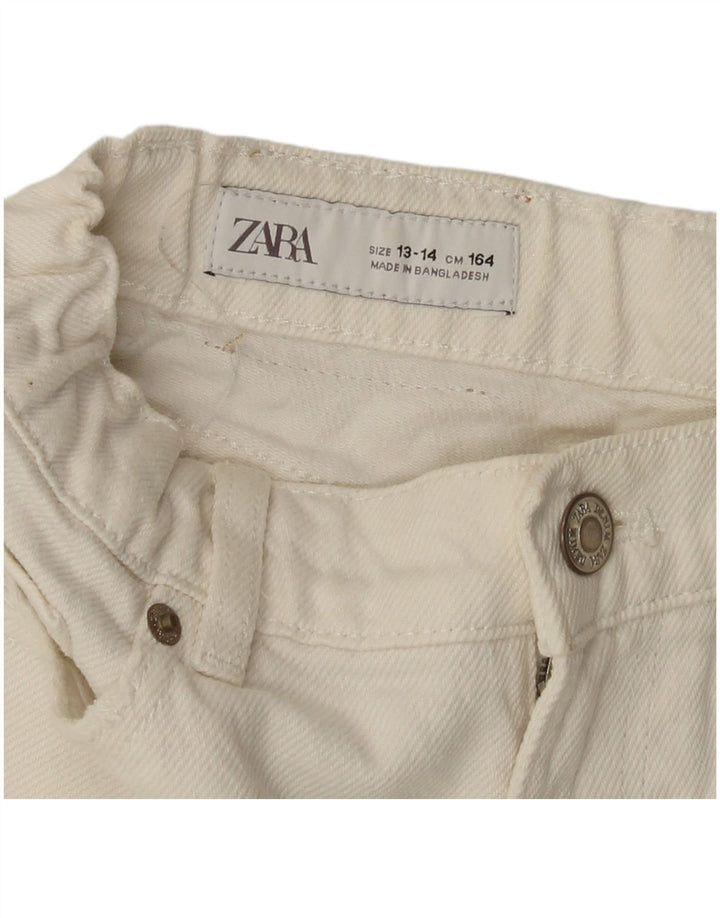 Pantaloni scurți din denim învechit pentru fete ZARA 13-14 ani W26 alb