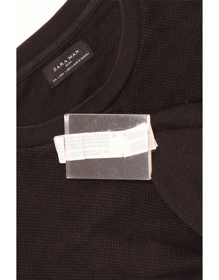 Pulover pentru bărbați Zara, cu gât turnut, mare, negru, bumbac