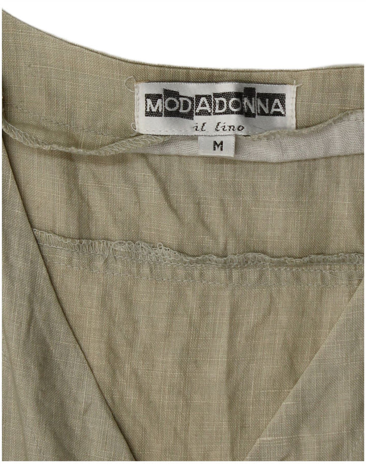 Combi de damă Vintage fără mâneci UK 12 Medium Khaki Linen