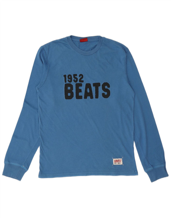 Top cu grafică pentru bărbați LEVI'S cu mânecă lungă din bumbac albastru mediu