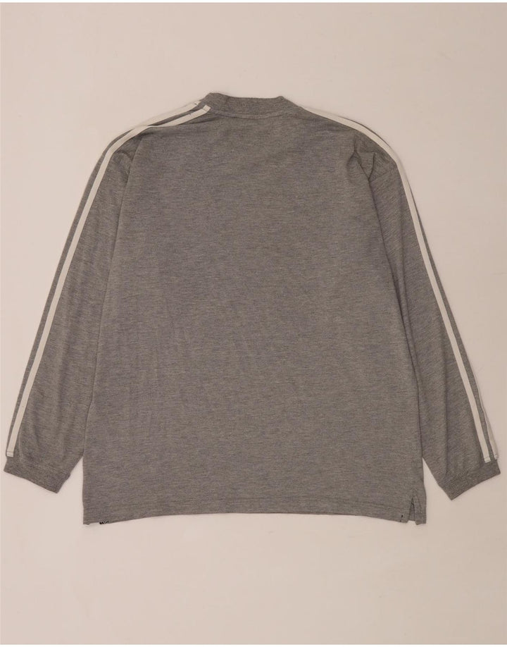 Top cu mânecă lungă pentru bărbați Adidas UK 38/40, bumbac cu pete gri mediu