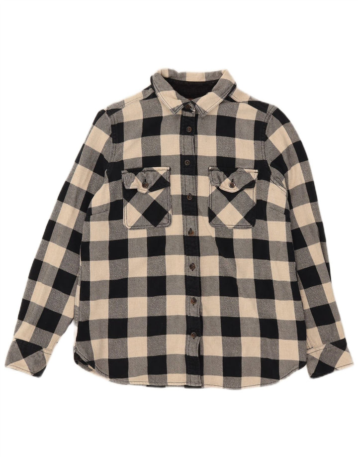 Cămașă Roots Canada Flannel pentru femei UK 14 Medium Black Gingham Bumbac