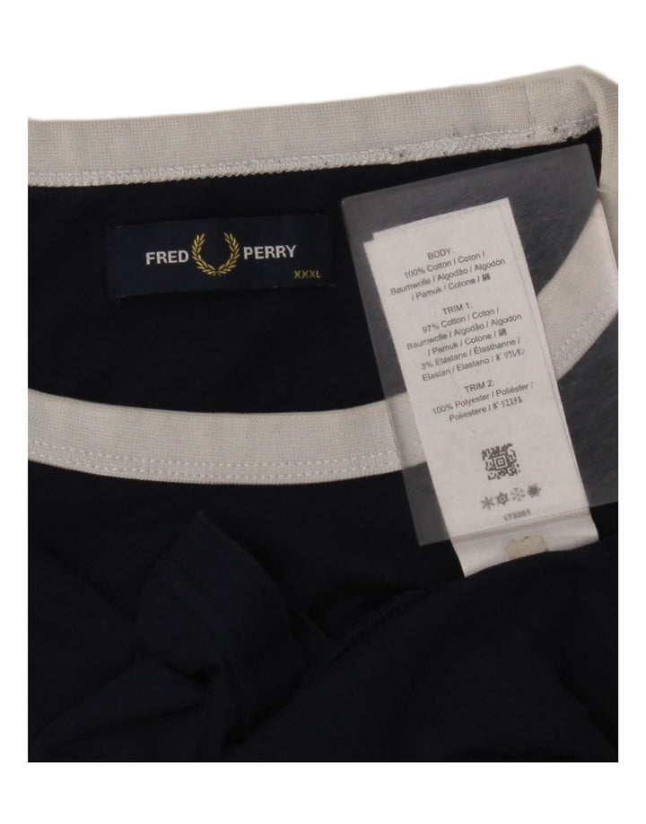 Tricou grafic pentru bărbați FRED PERRY Top 3XL, albastru bleumarin, bumbac color bloc