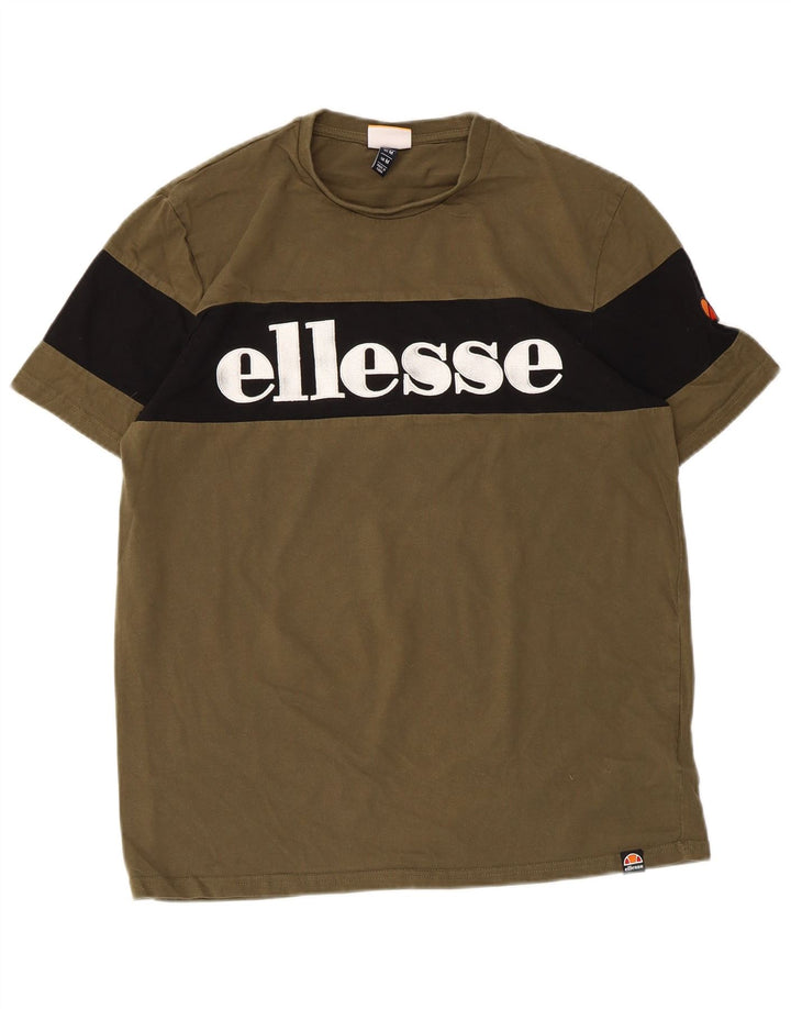 Tricou grafic pentru bărbați Ellesse Top Mediu Kaki Bumbac color-bloch