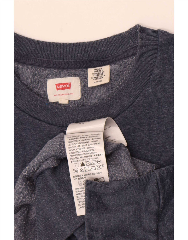 Pulover cu grafică Levi's pentru bărbați, XL, bumbac cu pete, albastru bleumarin