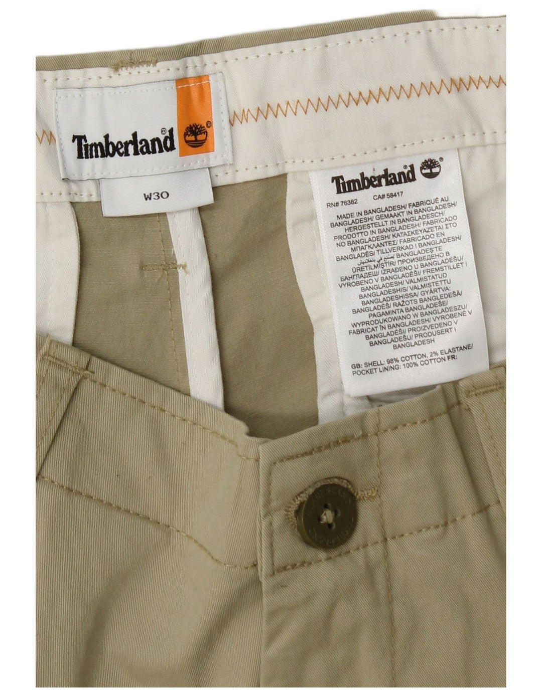 Pantaloni scurți chino pentru bărbați Timberland W30, bumbac verde mediu