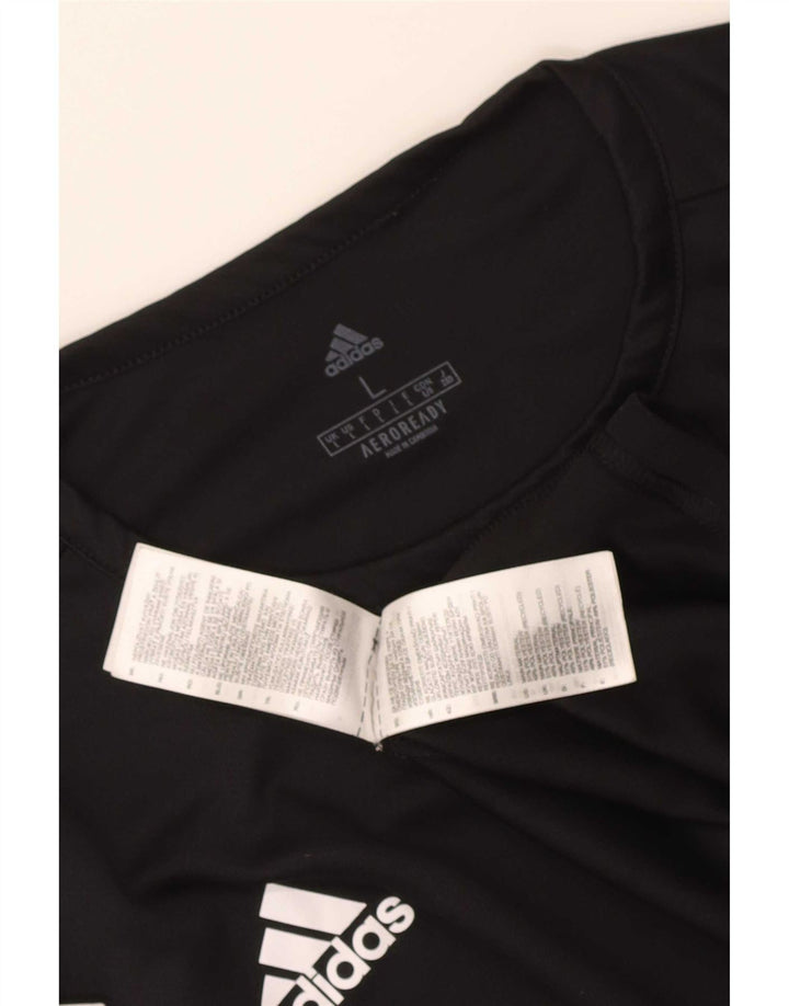Tricou cu mânecă scurtă pentru bărbați Adidas Top mare, negru, poliester color bloc