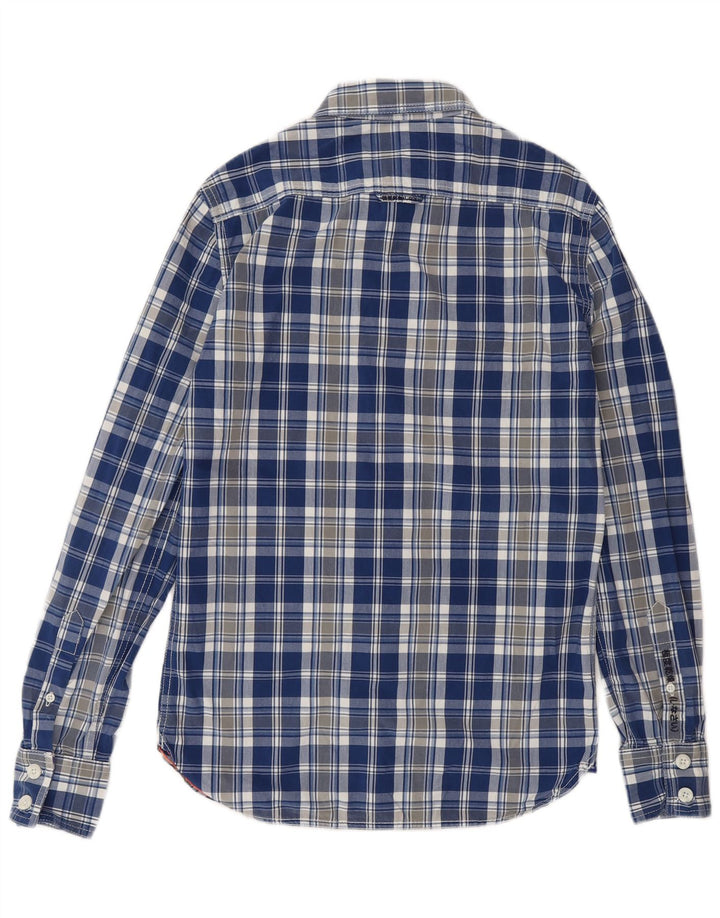 Cămașă pentru bărbați SUPERDRY din bumbac cu carouri albastre mici