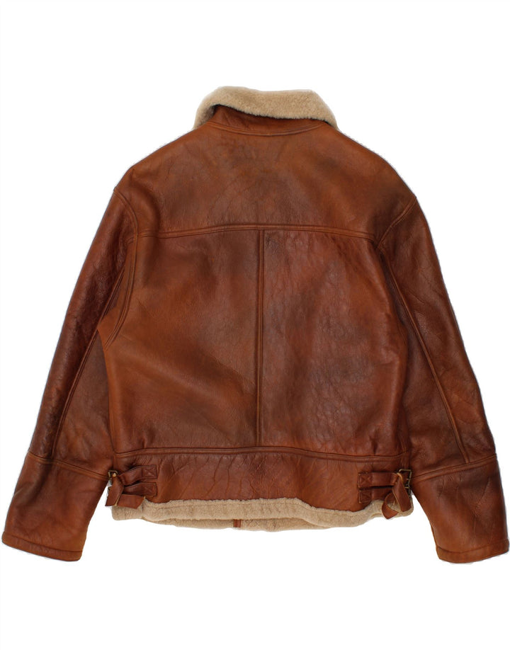 Jachetă din shearling pentru bărbați VINTAGE IT 52 XL maro din shearling