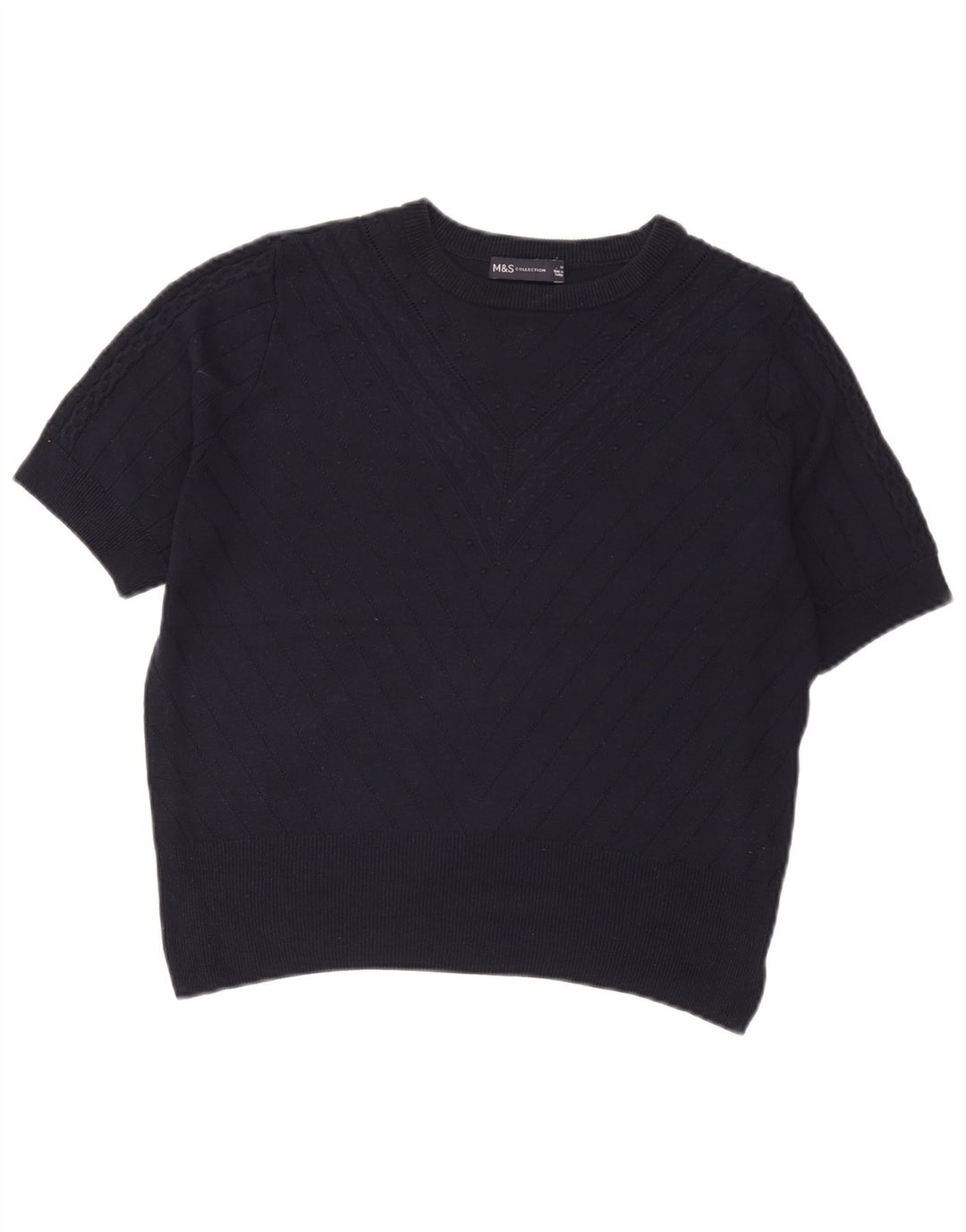 Marks & Spencer Pulover Crop Crew Deck pentru femei UK 14 Medium Bleumarin