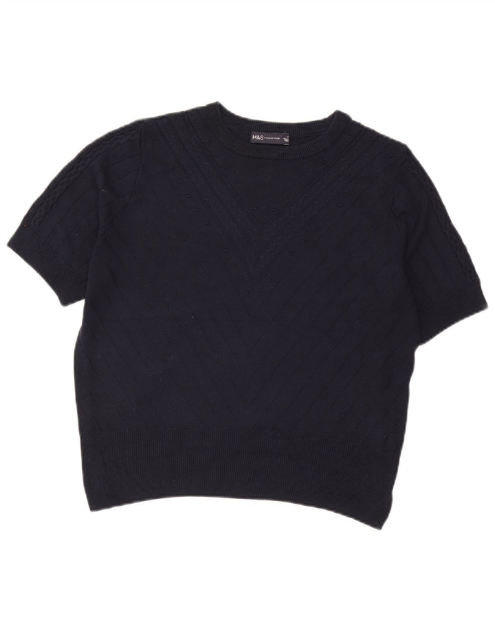 Marks & Spencer Pulover Crop Crew Deck pentru femei UK 14 Medium Bleumarin