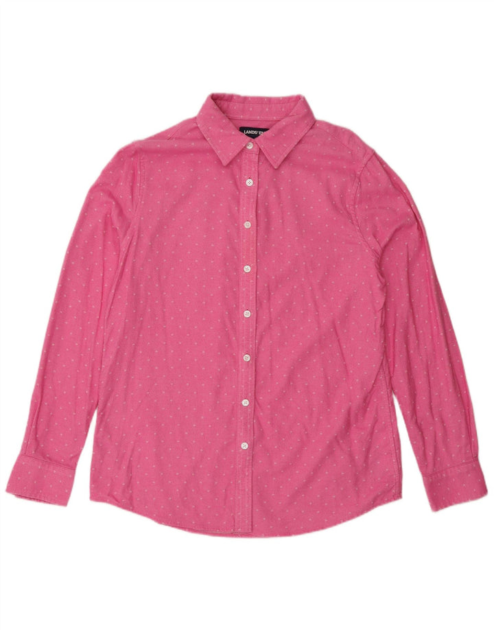 Cămașă pentru femei LANDS END UK 12 Medium Pink Spotted Bumbac