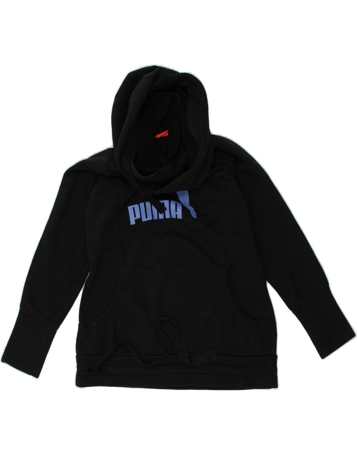 PUMA Womens Graphic Hoodie Jumper UK 8 Small  Black Vintage Puma and Second-Hand Puma from Messina Hembry 
