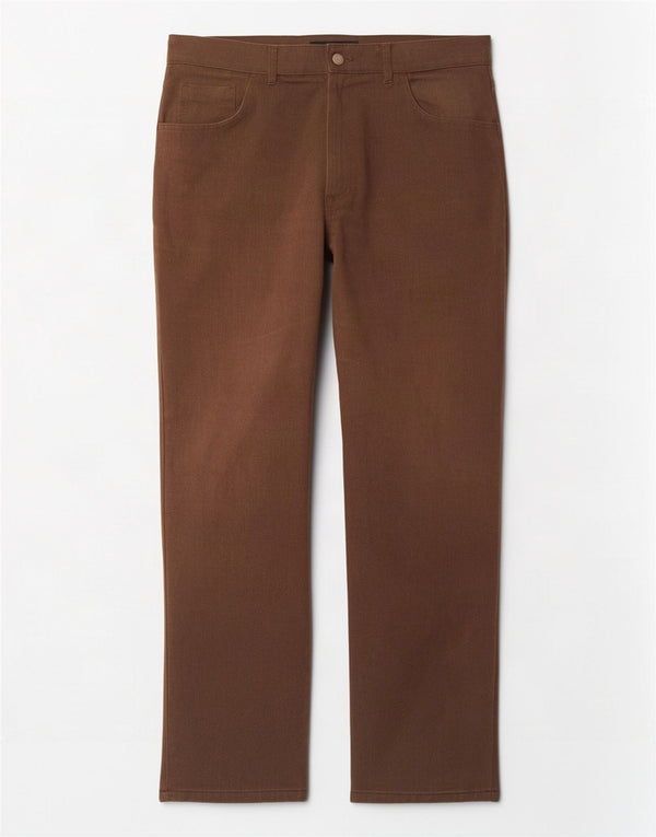 Zara Mens Straight Casual Trousers EU 46 XL W36 L31 Brown Herringbone