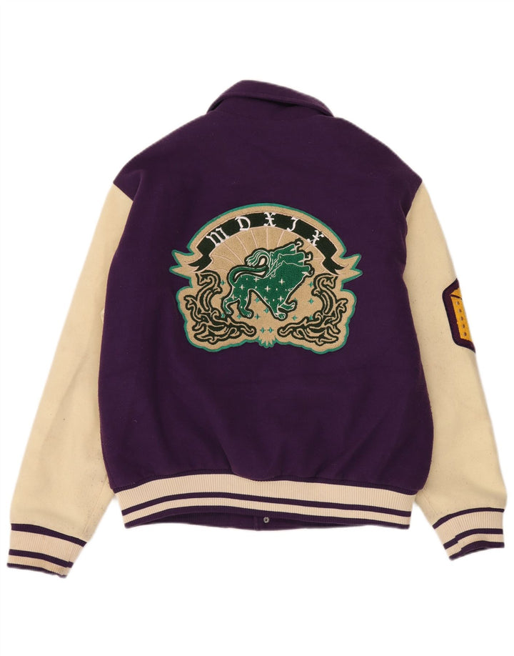 Jachetă Varsity cu grafică pentru bărbați Zara UK 38 Mov mediu Poliester color bloc
