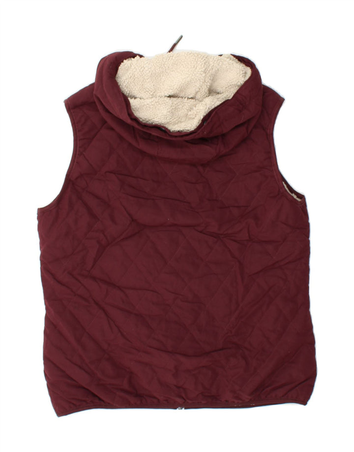 EDDIE BAUER Womens Hooded Quilted Gilet UK 14 Medium Burgundy Polyester Vintage Eddie Bauer and Second-Hand Eddie Bauer from Messina Hembry 