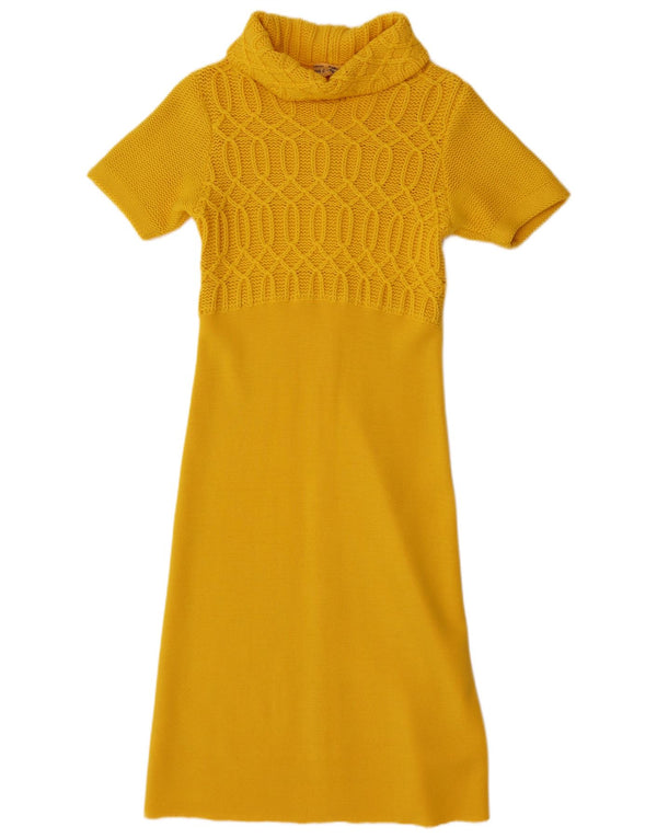 Rochie vintage cu mâneci scurte pentru femei UK 10 Small Yellow