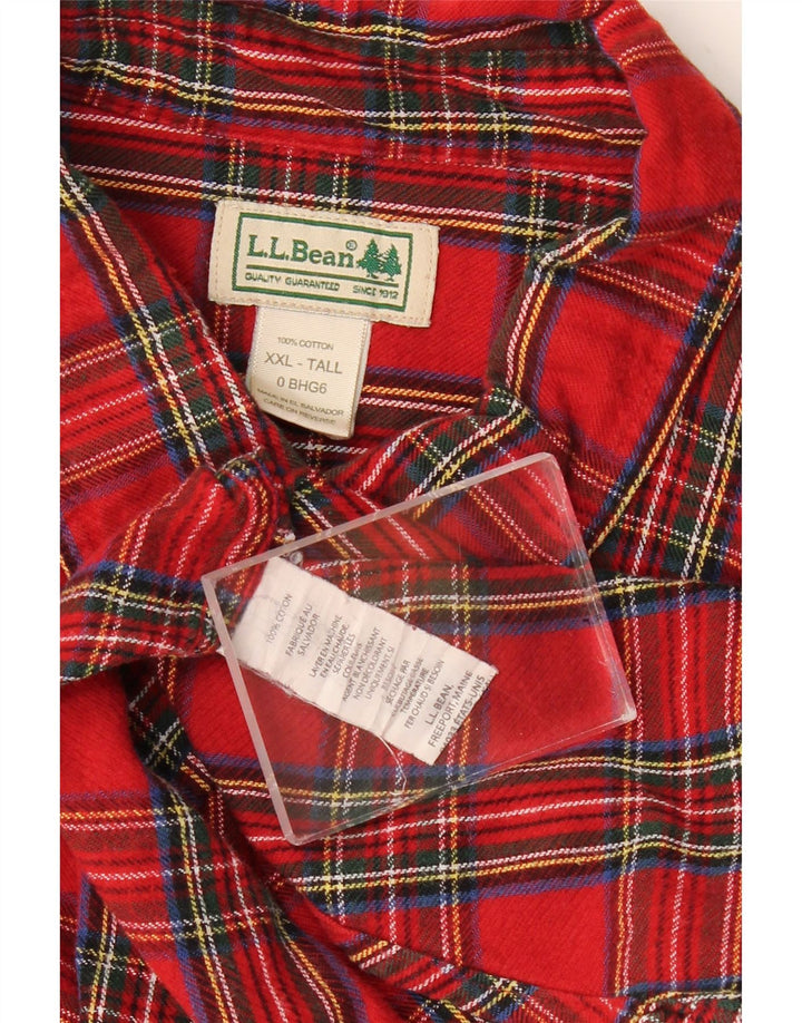 Cămașă de flanel pentru bărbați L.L.BEAN, bumbac roșu cu carouri 2XL